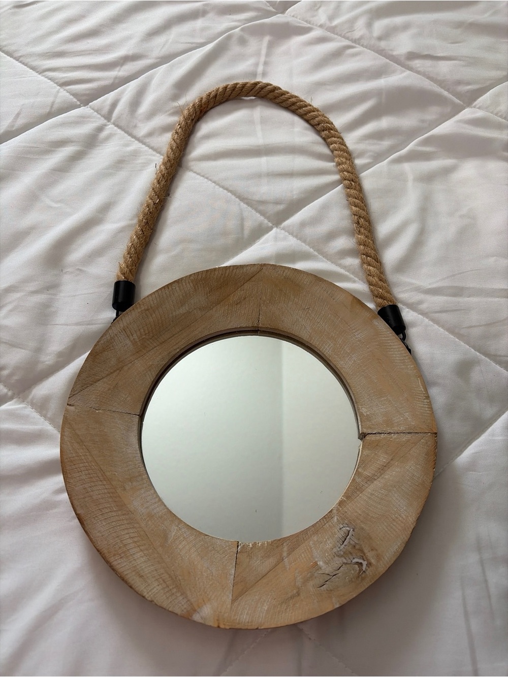 Hobby Lobby Rustic Round Wood Rope Hanging Mirror in Natural Brown